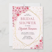 Watercolor Pink Sakura Flowers, Cute Bridal Shower 招待状 (正面)