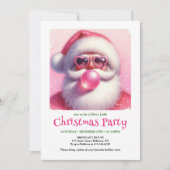 Watercolor Pink Santa Bubble Gum Funny Christmas  招待状 (正面)
