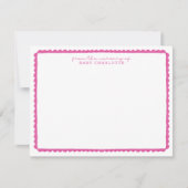 Watercolor Pink Scalloped Nursery Note Card 案内状 (正面)