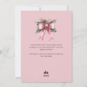 Watercolor Pink Script Village Non Photo Christmas シーズンカード (裏面)