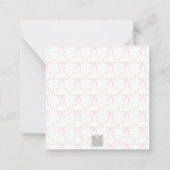 Watercolor Pink Stork Bow Monogram Crest ノートカード (裏面)