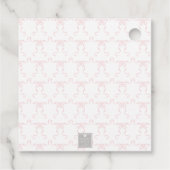 Watercolor Pink Stork Bow Monogram Crest フェイバータグ (裏面)