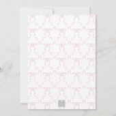 Watercolor Pink Stork Monogram Crest Baby Shower 招待状 (裏面)