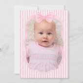 Watercolor Pink Stripes & Bows Photo シーズンカード (正面)