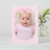 Watercolor Pink Stripes & Bows Photo シーズンカード (スタンド正面)