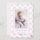 Watercolor Pink Stripes & Bows Photo シーズンカード (裏面)