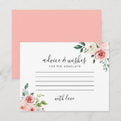 Watercolor Pink & White Floral Graduation Advice  ノートカード (正面/裏面)