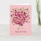 Watercolor Pink Wildflower Bouquet Birthday カード (正面)