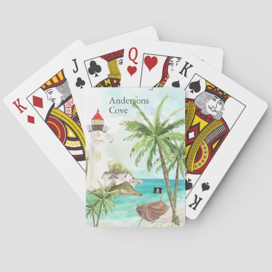 Watercolor Pirate Cove Summer トランプ (裏面)