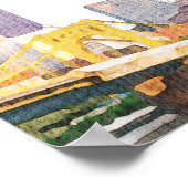 Watercolor Pittsburgh Skyline Wedding Welcome Sign ポスター (角)