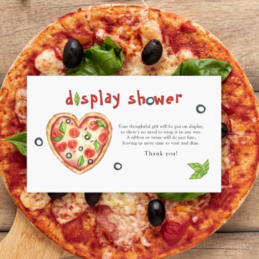 Watercolor pizza baby shower - display shower card エンクロージャーカード