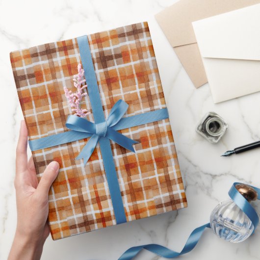 Watercolor Plaid for Fall Business Packaging ラッピングペーパー (ギフト)