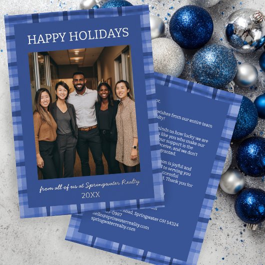 Watercolor Plaid Handmade Custom Photo Business  箔シーズンカード