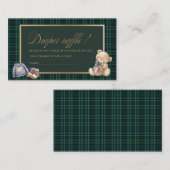 Watercolor Plaid teddy bear baby shower diaper エンクロージャーカード (正面/裏面)