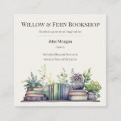 Watercolor Plant and Book Design スクエア名刺 (正面)