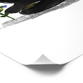 Watercolor Playful Black Cat with Flowers フォトプリント (角)