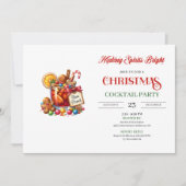 Watercolor playful Christmas cocktails party 招待状 (正面)