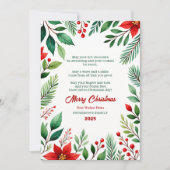 Watercolor Poinsettia Christmas Greeting Card 招待状 (正面)