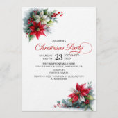 Watercolor Poinsettia Christmas Party 招待状 (正面)