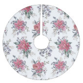 Watercolor Poinsettia Christmas Tree Skirt ブラッシュドポリエステルツリースカート (正面)