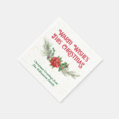 Watercolor Poinsettia Holly Bouquet Christmas スタンダードカクテルナプキン (角)