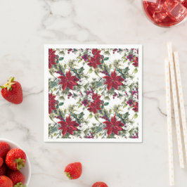 Watercolor Poinsettia Pattern  スタンダードカクテルナプキン