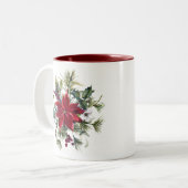 Watercolor Poinsettia Pattern  ツートーンマグカップ (正面左)