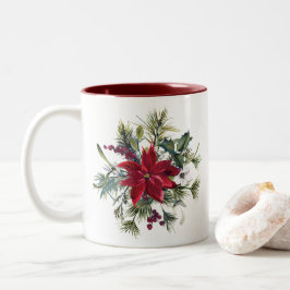 Watercolor Poinsettia Pattern  ツートーンマグカップ