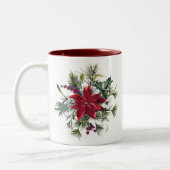 Watercolor Poinsettia Pattern  ツートーンマグカップ (左)