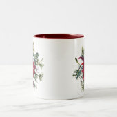 Watercolor Poinsettia Pattern  ツートーンマグカップ (中央)