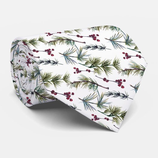 Watercolor Poinsettia Pattern  ネクタイ (ロール)