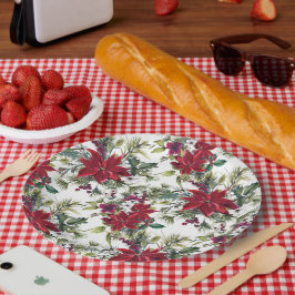 Watercolor Poinsettia Pattern  ペーパープレート