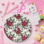 Watercolor Poinsettia Pattern  ペーパープレート (パーティー)