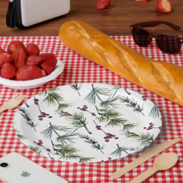 Watercolor Poinsettia Pattern  ペーパープレート