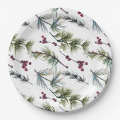 Watercolor Poinsettia Pattern  ペーパープレート (正面)