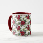 Watercolor Poinsettia Pattern  マグカップ (正面左)