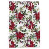 Watercolor Poinsettia Pattern  ミディアムペーパーバッグ (裏面)