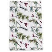 Watercolor Poinsettia Pattern  ミディアムペーパーバッグ (正面)