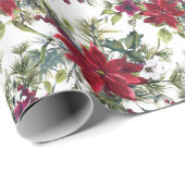 Watercolor Poinsettia Pattern  ラッピングペーパー (ロールコーナー)
