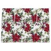 Watercolor Poinsettia Pattern  ラージペーパーバッグ (正面)