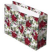 Watercolor Poinsettia Pattern  ラージペーパーバッグ (正面アングル)
