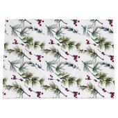 Watercolor Poinsettia Pattern  ラージペーパーバッグ (正面)