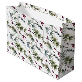 Watercolor Poinsettia Pattern  ラージペーパーバッグ