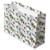 Watercolor Poinsettia Pattern  ラージペーパーバッグ (正面アングル)