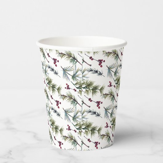 Watercolor Poinsettia Pattern  紙コップ (右)