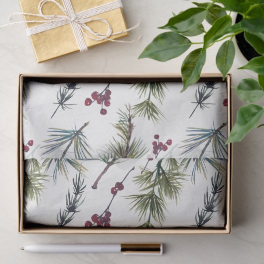 Watercolor Poinsettia Pattern  薄葉紙 (ギフト)