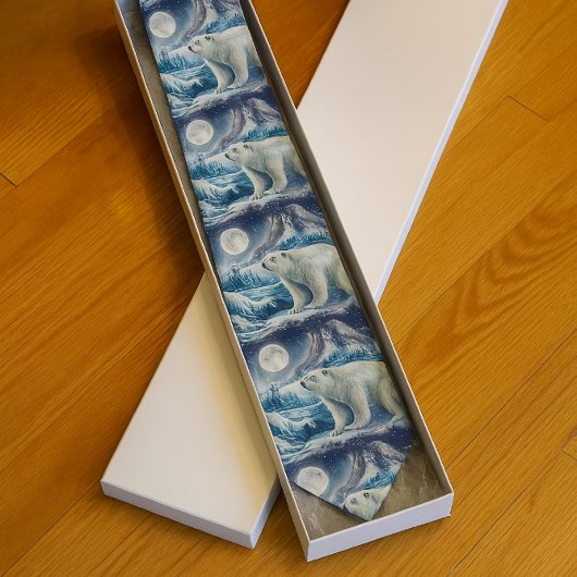 Watercolor Polar Bear Arctic Ice  ネクタイ