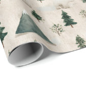 Watercolor Polar Bear & Pine Tree ラッピングペーパー (ロールコーナー)