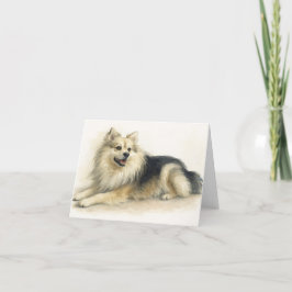 Watercolor Pomchi Dog Portrait  サンキューカード