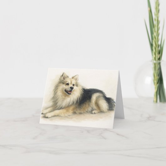 Watercolor Pomchi Dog Portrait  サンキューカード (正面)